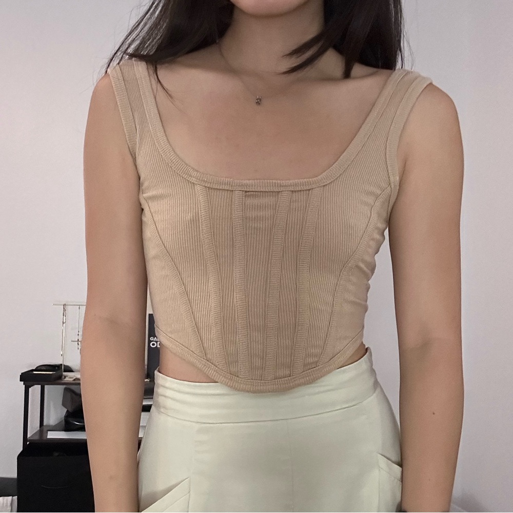 Forever 21 tan corset style crop top, XS.